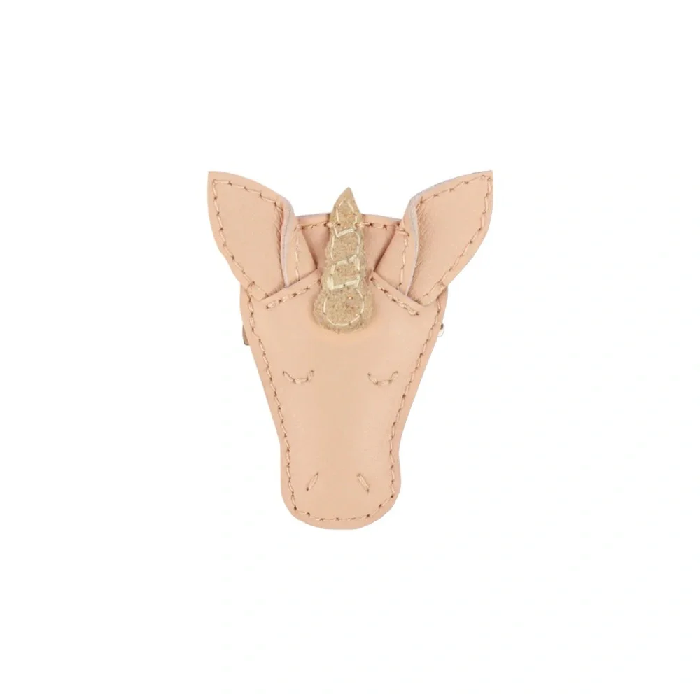DONSJE Girls’ Leather Unicorn Josy Special Hairclip—Light Rose